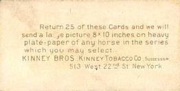 1889 Kinney Brothers Famous English Running Horses (N230) #NNO Cremorne Back